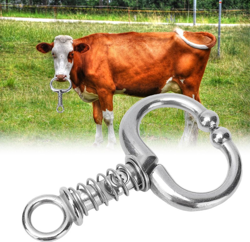 HASTHIP Cattle Nose Ring Stainless Steel Detachable Clip-on Ring Needle Burner
