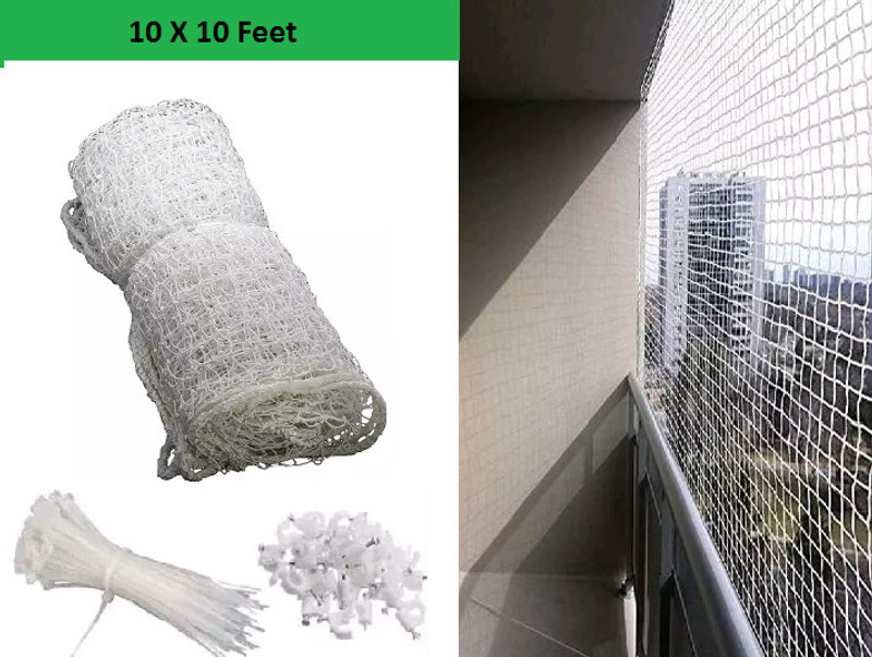 Ziccs Anti Bird Net for Balcony | Kabutar Jali Pigeon Net for Balcony, 10X10 feet Camping Net(White)