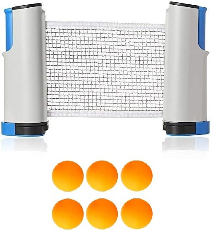 ARINEO Portable Table Tennis Net with Orange Balls 6 Pcs Table Tennis Net(White)