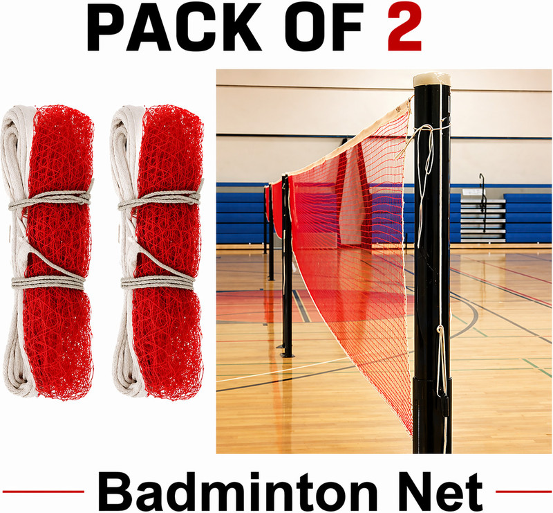 EMXKART Badminton Net Heavy Duty Machine Made Nylon Play anywhere Super Special Quality Badminton Net(Red)