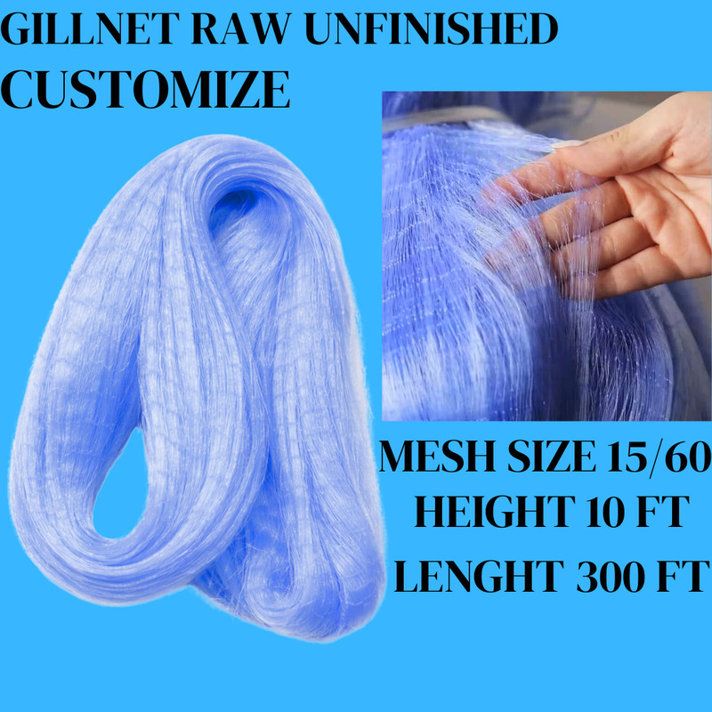 NETKING 2.5 Finger 60mm Mesh Fishing Gillnet – Twine 015, 10ft x 250–300ft, Raw Jaal Badminton Net(Blue, Multicolor)