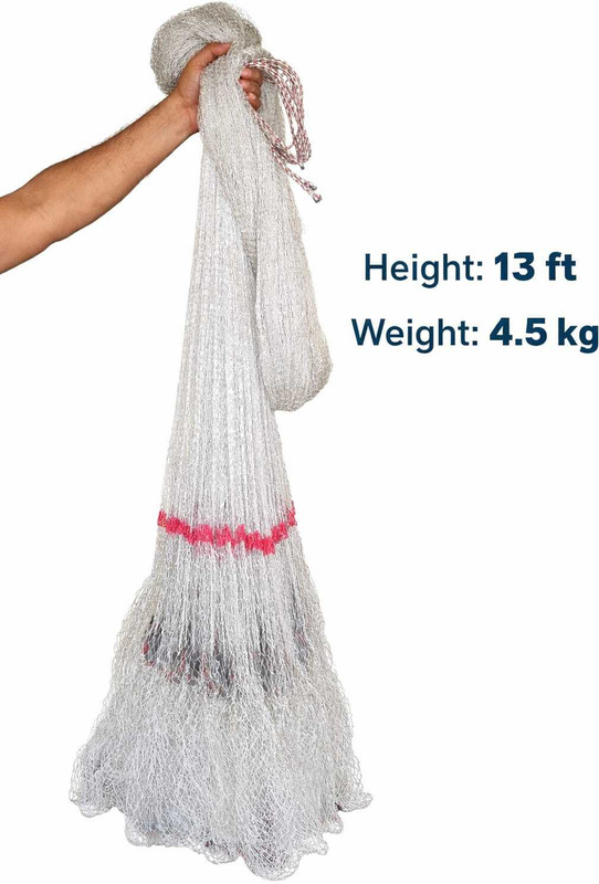 ASHIKFISING Cast Fising Net Hand Throwing Net Hight 13Ft Whight 4.5 KG SIZE 30MM Volleyball Net(Silver)