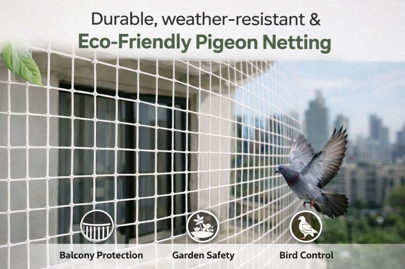 StringKnot Enterprises Safety net for Balcony & Window (10ft x 6ft) | Garden bird protection net Badminton Net(White)