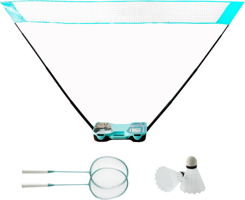 Strauss Badminton Rackets Set of 2 with Net & Shuttle With Replacement Parts Badminton Net(Blue)