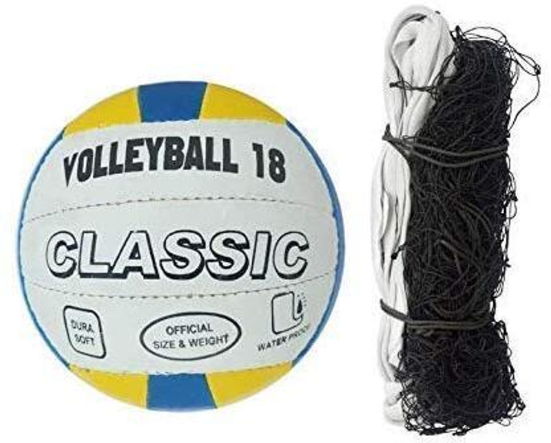 SINGHALTRADE Volleyball Net with Volleyball (COMBO) FREE PIN Volleyball Net(Black)