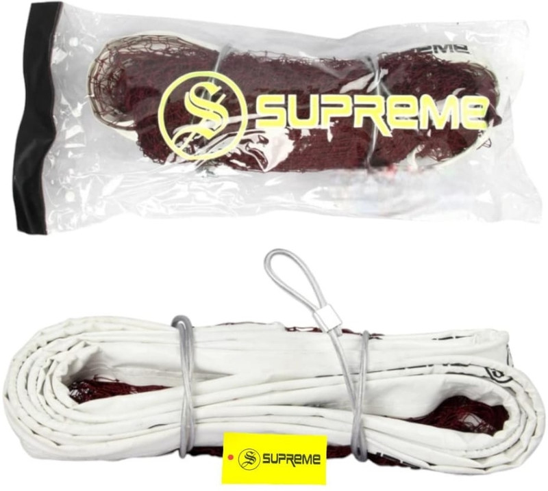 Supreme Badminton Net Nylon (Super) Professional Net With Iron Wire (Pack Of 1) Badminton Net(Maroon, White)