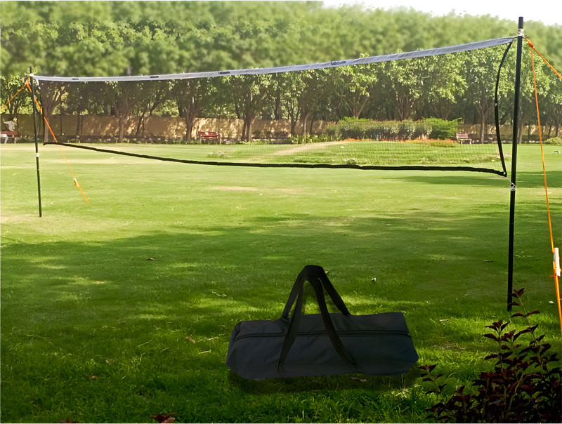 FunBadmenton Portable Foldable Badminton Net Set with Foldable Stand & Carry Bag With 6.1M Badminton Net(Multicolor)