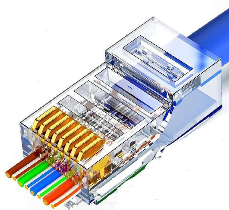 Mak World RJ45 Cat6 Pass Through Connector RJ45 Ends, Cat6 8P8C - 100 Pcs Pack Network Interface Card(White)