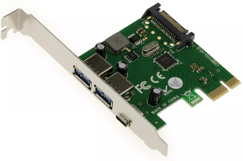 BOXNUBE 3 Port USB 3.0 + 1 Port Gigabit Ethernet LAN PCI-E Card PCIe x1 Network Interface Card(Green)
