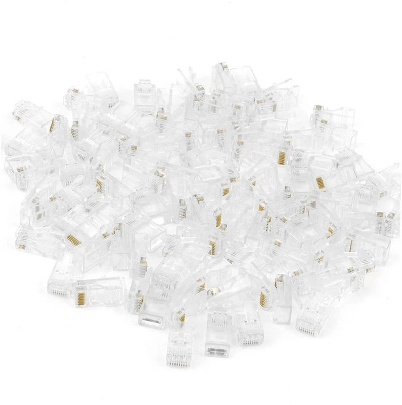 BALRAMA 100pc NT Gold Plated Cat5 RJ45 Connector Cat5E 8P8C Modular Ethernet Cable Head Network Interface Card(Clear)