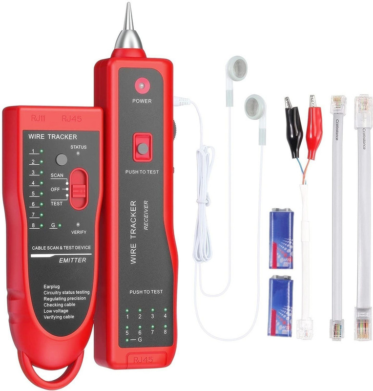 BALRAMA 868 Wire Tracker Network Cable Detector LAN Tester Ethernet RJ11 RJ45 Cat5 Cat6 Network Interface Card(Red)