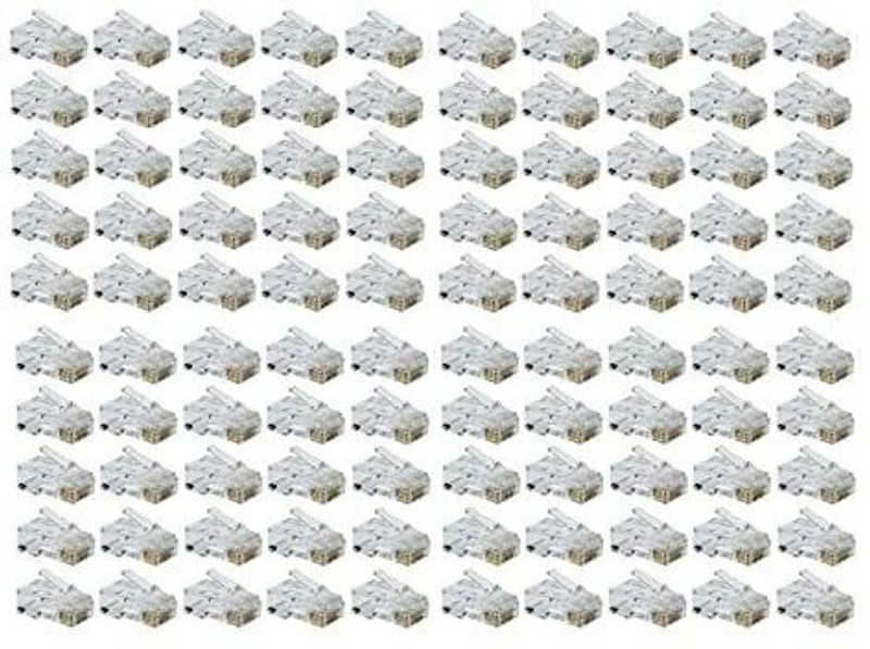 RAREGEAR RJ45 Cat5 Cat5e CAT6 Pass Through Transparent Connectors (Cat6 100 pcs pack) Network Interface Card(TRANSPAREMT, GOLDEN)