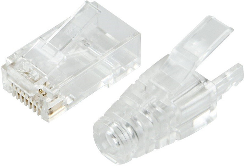 EXPERTRONICS RJ45 Passthrow Connector 50Pcs With Transparant Boot Cap 50Pcs. Network Interface Card(White)