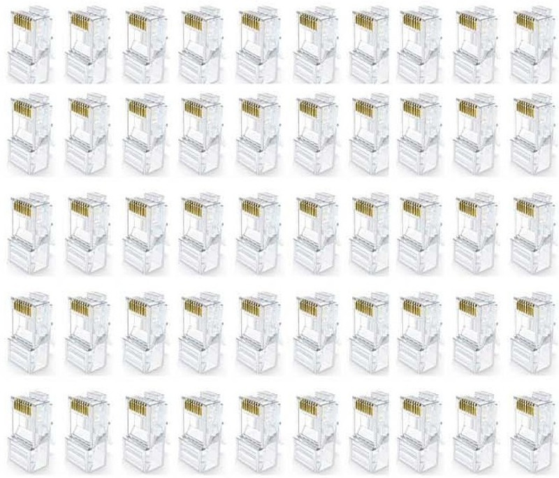 Techy-tech RJ45 UTP Connector Cat5E, Cat6, 8P8C Ethernet LAN Plug(T-Rj45) Network Interface Card(White)