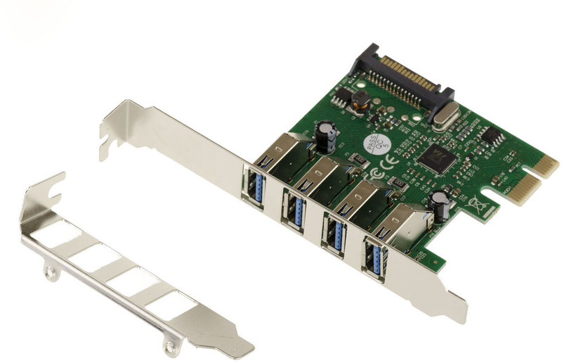 BOXNUBE 4 Port USB 3.0 5Gbps High-Speed PCIe Card with Low Profile Bracket VIA Chipset Network Interface Card(Green)