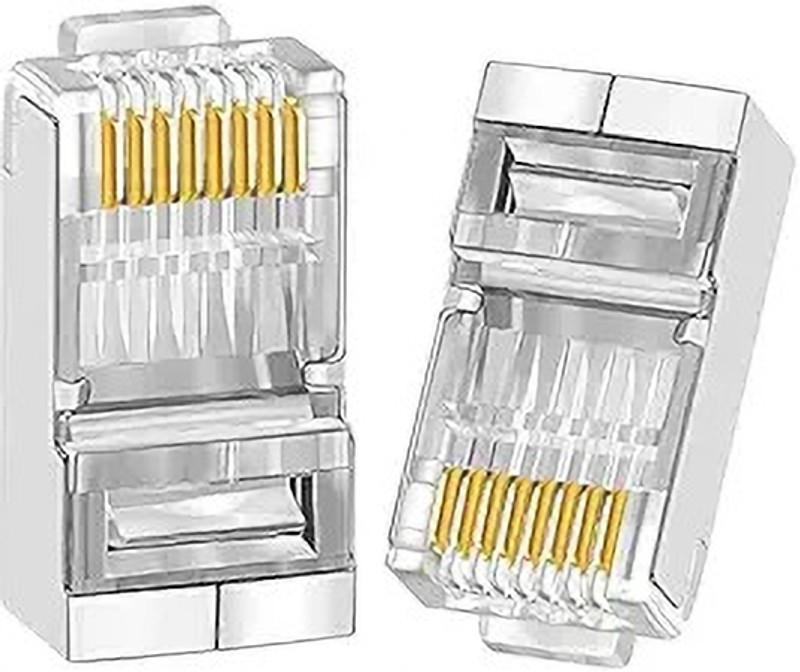 Fedus RJ45 Cat6 Pass Through Connector, Cat5, Cat5e, Cat6 8P8C RJ45 Connector Network Interface Card(White)