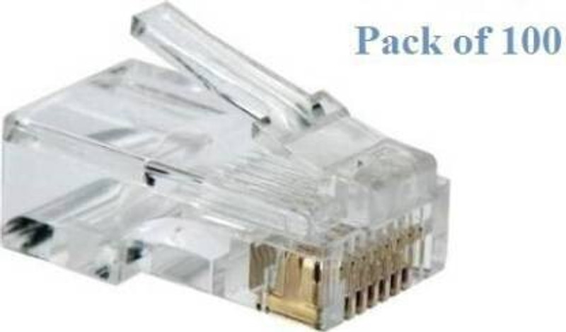 Etake (Pack of 100) NT Connector Ethernet Cable Head Plug Cat5, 5E RJ45 Connector,RJ-45 NT Ethernet Crimp Connectors Lan Adapter,RJ45 Module Plugs Network Interface Card(White)