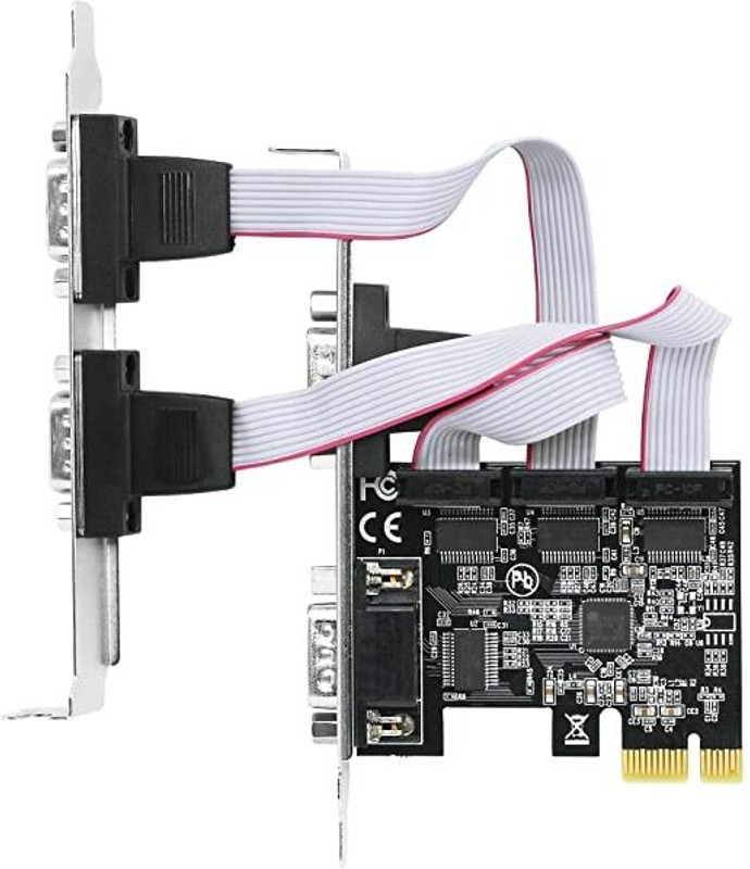 BOXNUBE 4 Port PCI-E RS232 Serial DB9 Card PCI Express Card for PC Network Interface Card(Black)