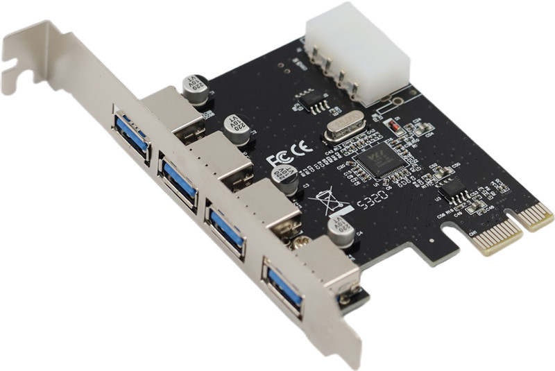 xavion Pci Express 4 Port 3.0 USB Card Network Interface Card(Black)