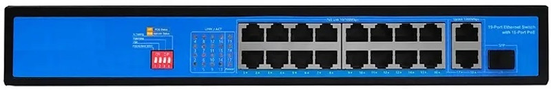 RAMEX Ai Featured Unmanaged PoE Switch 24 Port- 24*10/100Mbps PoE+2*RJ45 1000Mbps 24 Ports 100 Mbps Unmanaged Network Switch(Blue)