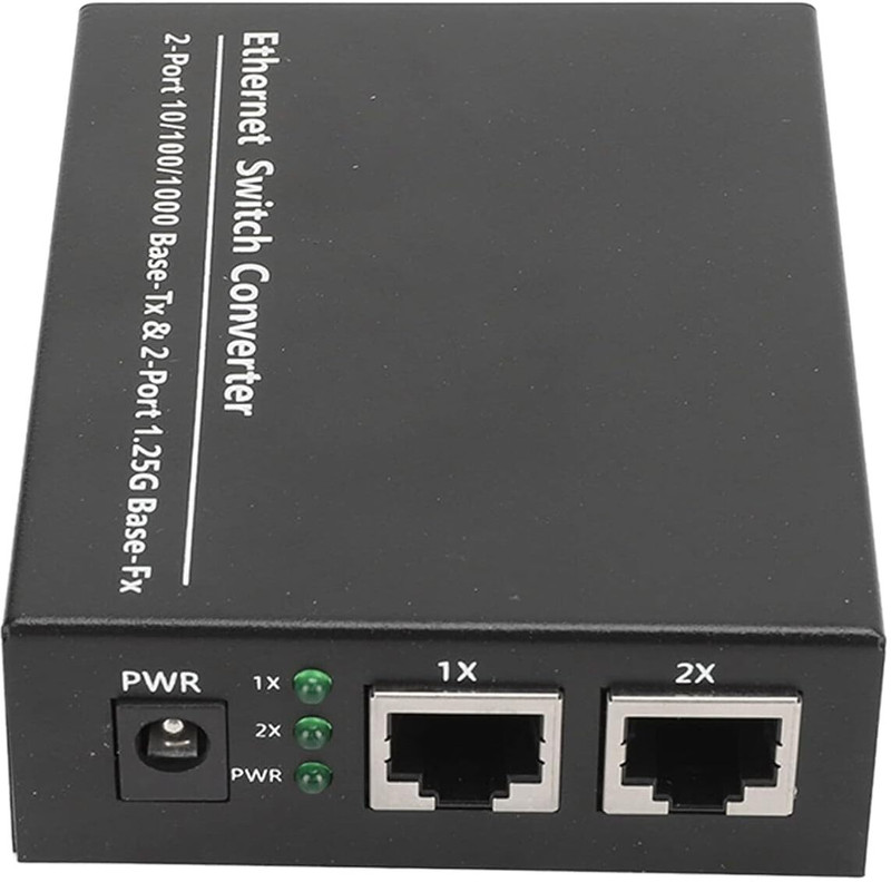 HANUTECH Media Converter 2 RJ45 to 1000Mbps Fiber Optic Converter 1~120KM Supported(Black)
