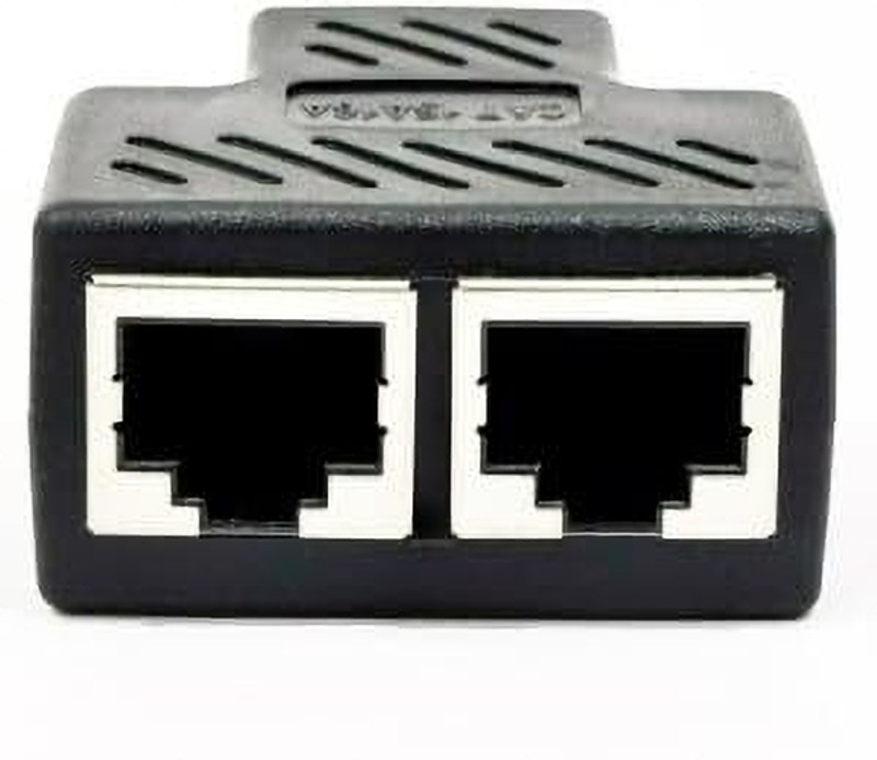 Simcotrack LAN Splitter 1 to 2 Female Ethernet Splitter, 8P8C Network Plug Coupler 2 Ports 100 Mbps Smart Network Switch(Black)