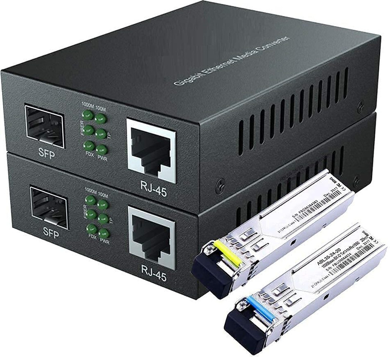 RAMEX 10/100/1000Mbps Media Converter 2SFP 4RJ45 Gigabit Fiber Switch 1 Ports 1000 Mbps Smart Network Switch(Black)