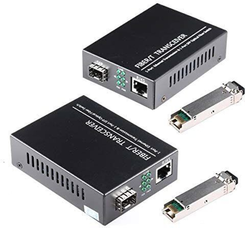 HANUTECH Gigabit Media Converter 10/100/1000Base-Tx to 1000Base-LX 20KM 1 Ports 1000 Mbps Unmanaged Network Switch(Black)