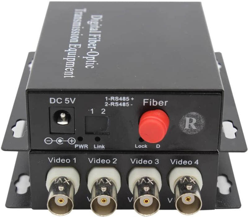 HANUTECH 8 Channel BNC to Fiber Optic Converter, 960P Video Audio Data 25KM Pair 0 Ports 100 Mbps Unmanaged Network Switch(Black)