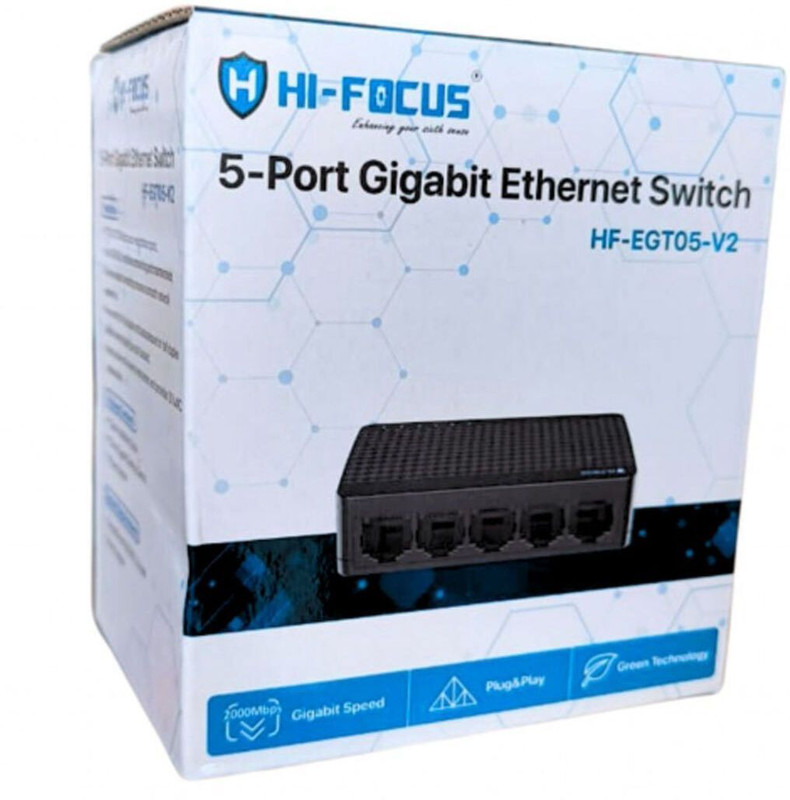 HI-FOCUS HF-EGT05 5 Ports 1000 Mbps Unmanaged Network Switch(Black)