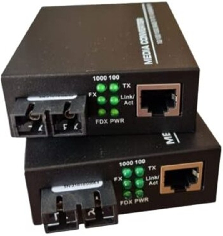RAMEX Dual Fiber to Ethernet Converter 10/1000/1000Mbps 1Gb SC Transceiver 1 Ports 1000 Mbps Smart Network Switch(Black)