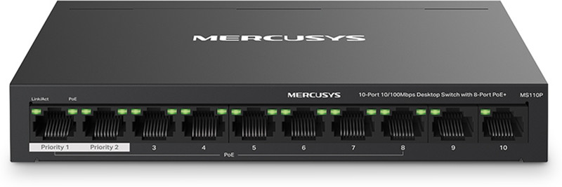 Mercusys MS110P 10 Ports 100 Mbps Unmanaged Network Switch(Black)