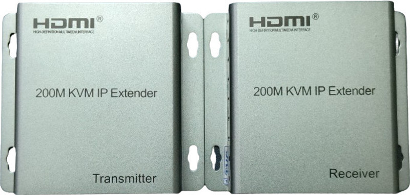 RAMEX Pair of HDMI USB KVM Extender Over Cat5e/6 Upto 200M 1 Ports 1000 Mbps Unmanaged Network Switch(Grey)