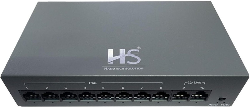 HANUTECH Smart Unmanaged Ai Featured 24-Port PoE Switch | 24*100M PoE + 2*1000Mbps RJ45 24 Ports 1000 Mbps Unmanaged Network Switch(Black)