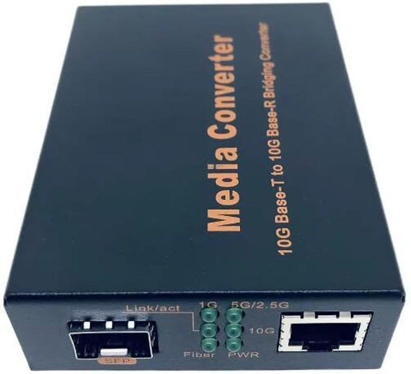 HANUTECH 10G Media Converter 10GBase-T RJ45 to 10GBase-X SFP+ Slot (No SFP) 1 Ports 1000 Mbps Unmanaged Network Switch(Black)