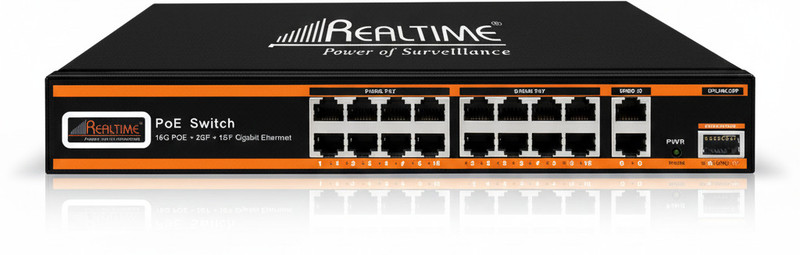Realtime POE 16 Port Full Giga with SFP Port - 16 Ports 1000 Mbps Smart Network Switch(Black)