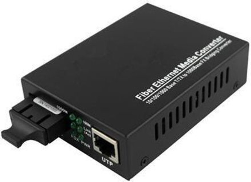 RAMEX Ethernet to Fiber Optic Media Converter 1000Mbps Single Mode Duplex Fiber 20KM 1 Ports 1000 Mbps Unmanaged Network Switch(Black)