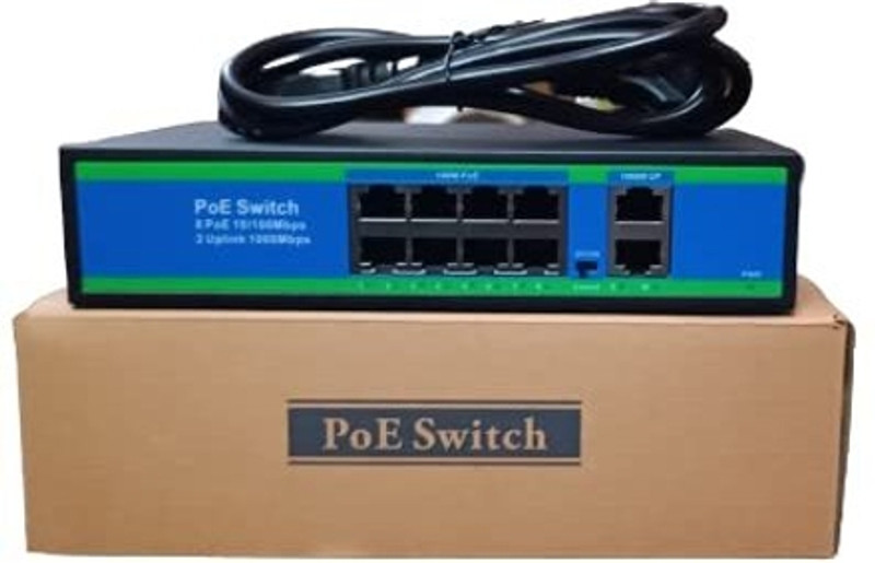 HANUTECH PoE-Media-Converter 1 Ports 1000 Mbps Unmanaged Network Switch(Black)