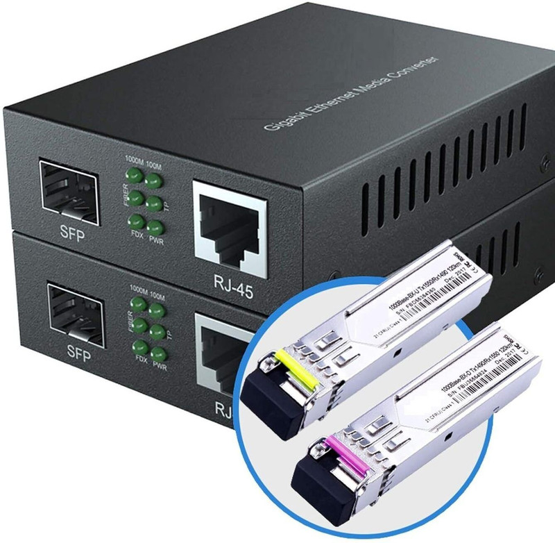 RAMEX SFP to Ethernet Media Converter Fast Ethernet With 1.25G DDM SFP 500M 1 Ports 1000 Mbps Smart Network Switch(Black)
