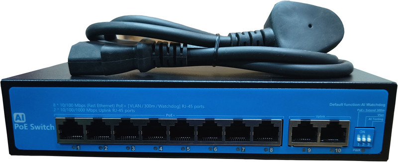 RAMEX Smart Outdoor PoE Switch 8 Port- 8*10/100Mbps PoE, 2*1000Mbps RJ45 8 Ports 1000 Mbps Smart Network Switch(White)