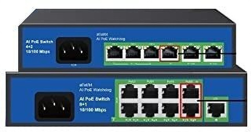 HANUTECH 4 Port PoE Switch + 8 Port PoE Switch Combo Pack, Auto Restart 4 Ports 1000 Mbps Smart Network Switch(Black)