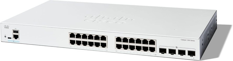 CISCO Catalyst 1300-24fp-4g Managed Switch, 24 Port Ge, Full Poe(C1300-24fp-4g) 24 Ports 1000 Mbps Smart Network Switch(White)