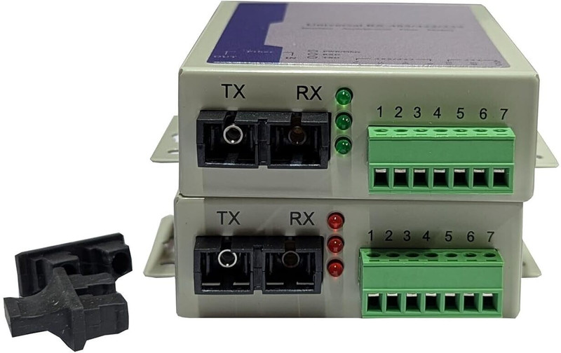 HANUTECH 2x Singlemode RS485/RS232/RS422 Serial Data Fiber Converter 1 Ports 1000 Mbps Unmanaged Network Switch(Black)
