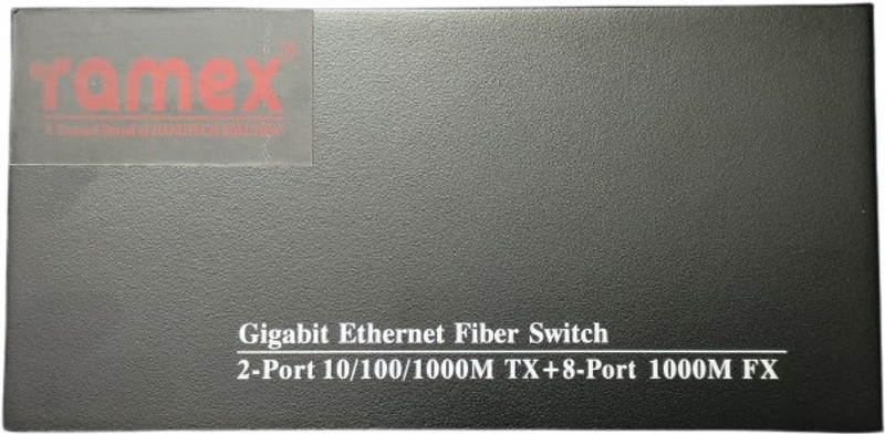 RAMEX 10/100/1000 Gigabit Ethernet Fiber Switch 8XSFP 2XRJ45, Unmanaged Plug N Play 2 Ports 1000 Mbps Unmanaged Network Switch(Black)