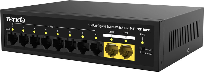 TENDA SG106PC 6-Port Gigabit Lite PoE 6 Ports 1000 Mbps Unmanaged Network Switch(Black)