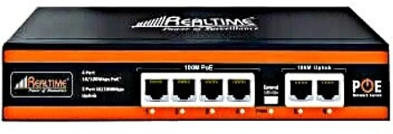 Realtime 8Port PoE Switch 10/100Mbps Support for CCTV & Networking 8 Ports 100 Mbps Smart Network Switch(Black)