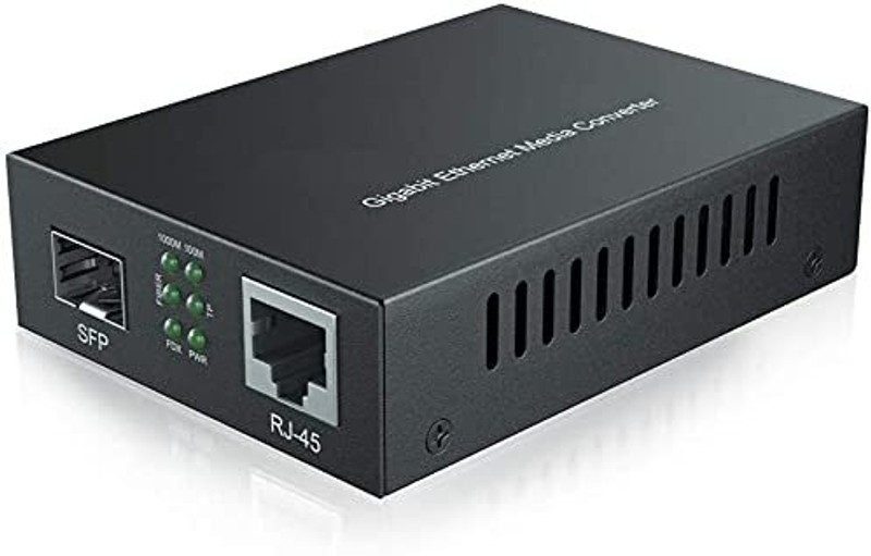 HANUTECH SFP to Ethernet Dual Mode Gigabit Media Converter 10/100/1000M 1 Ports 1000 Mbps Unmanaged Network Switch(Black)