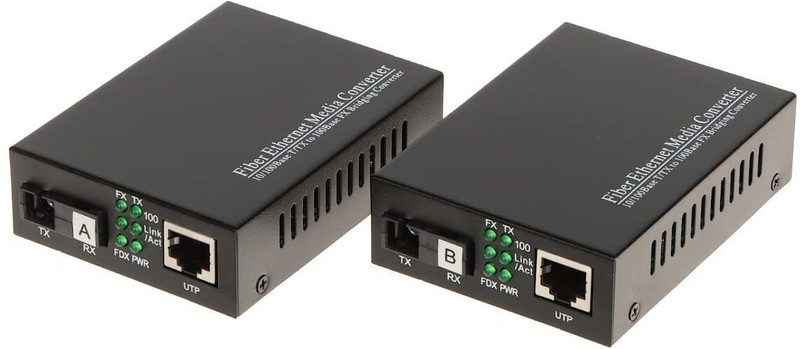 HANUTECH 10/100 Ethernet to Fiber Media Converter 100Base-FX SMF 20km (Pair) 1 Ports 100 Mbps Unmanaged Network Switch(Black)
