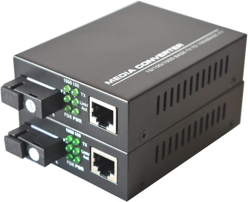 Tobo Gigabit Ethernet Fiber Media 20KM Converter SC, A Pair of 10/100/1000M TD-1463H 2 Ports 1000 Mbps Fully Managed Network Switch(Black)
