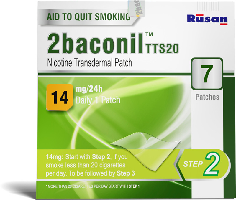 Rusan 2baconil Nicotine Transdermal Patch 14mg/24h | 7 Patches (Step 2) Nicotine Patch(7)